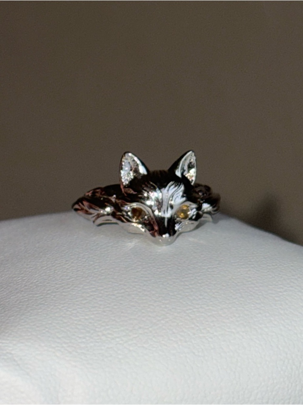 Silver Fox Head Ring